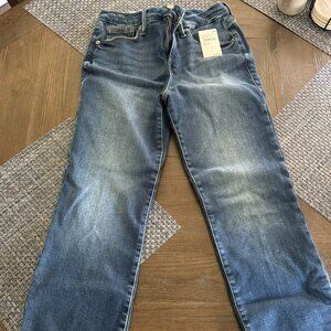 Brand New Good American Petite Straight Compression Indigo Jeans, size 8